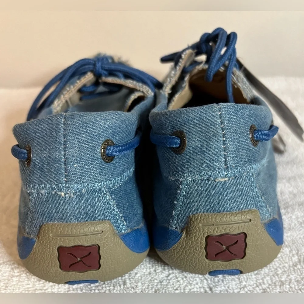 Twisted X Driving Mocs Women’s Denim Boat Shoes WDM0049 Size 8M